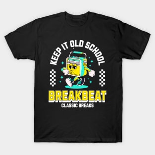 BREAKBEAT  - Keep It Old School Mascot (white/blue) T-Shirt